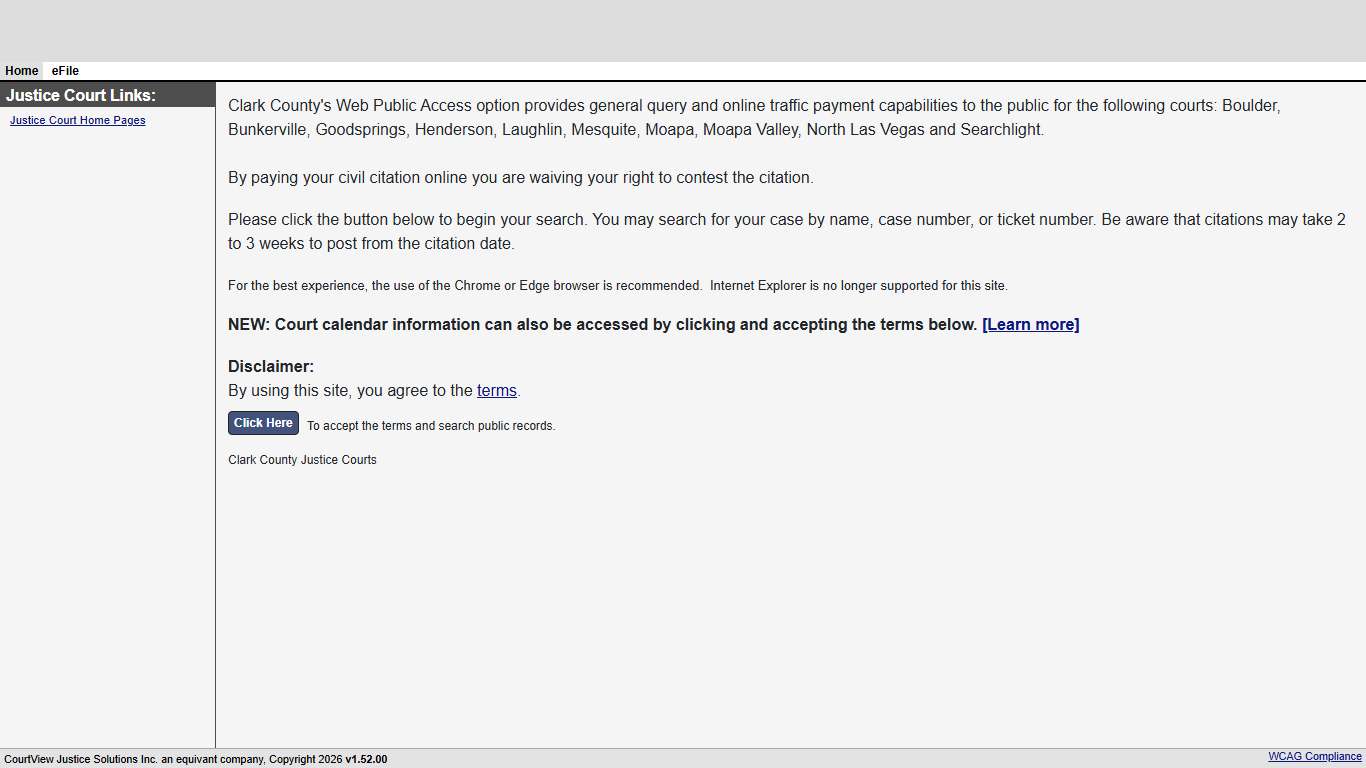 Welcome Page - Clark County Justice Court Case Search