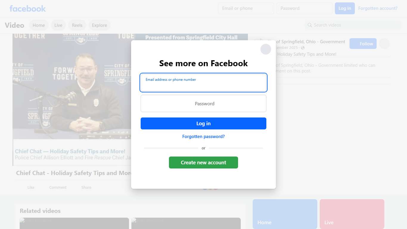 Chief Chat - Holiday Safety Tips and More! City of Springfield, Ohio - Government Facebook